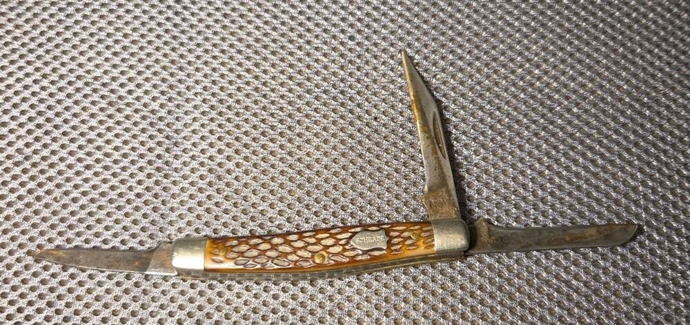 Vintage SCHRADE NY USA #881 Folding Pocket Knife Hunting Fishing 3 Blades